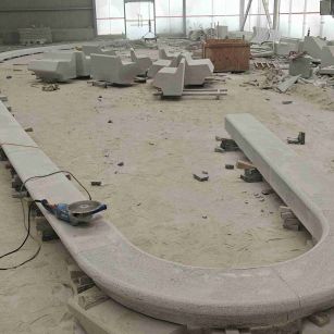 昌都 芝麻白花岗岩弧形花坛石，坐凳石