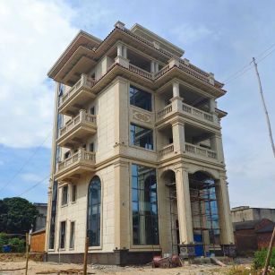 昌都 黄金麻花岗岩石材别墅外墙干挂搭配（雕花栏杆花瓶柱门楼罗马柱）