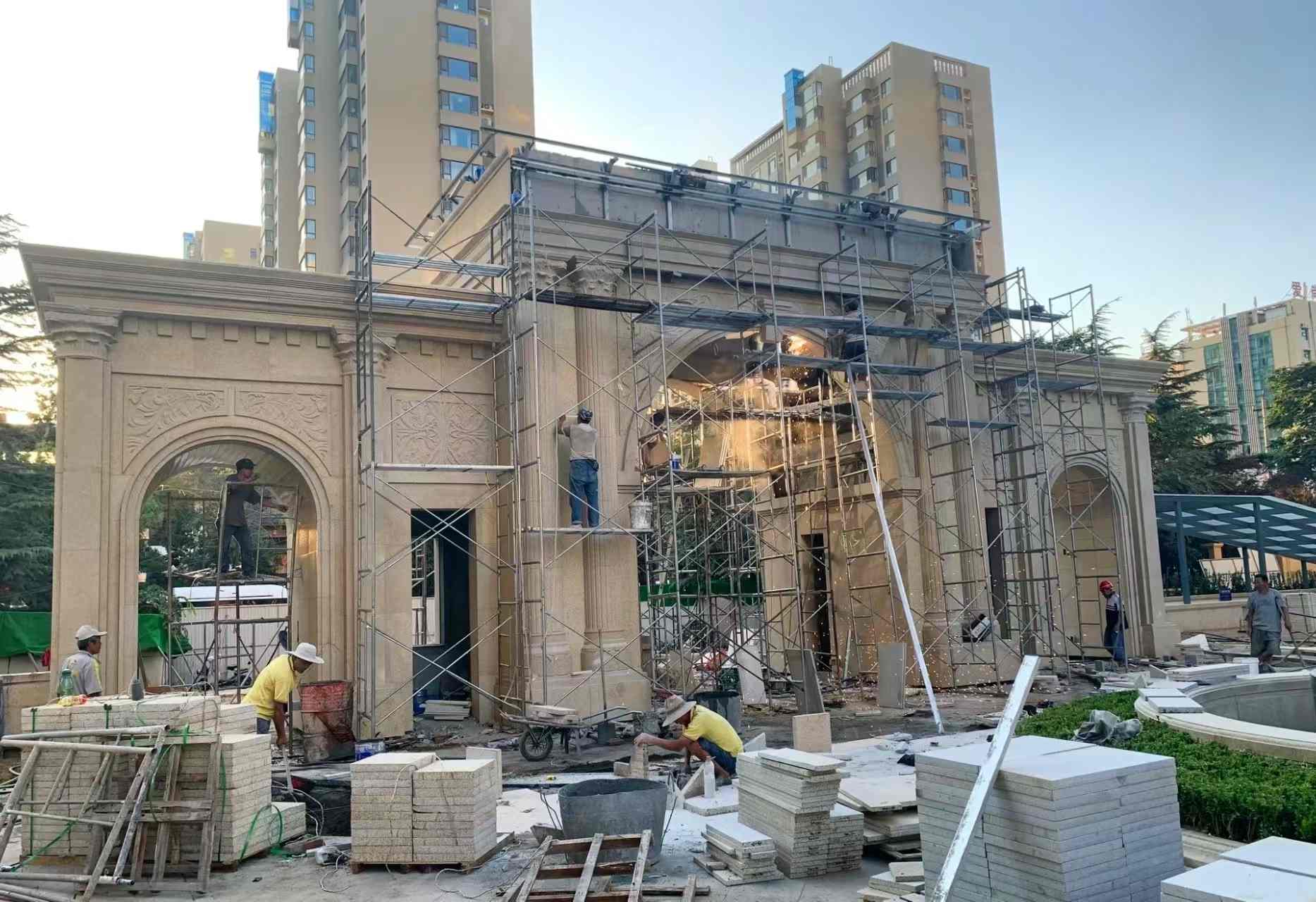 昌都 黄金麻荔枝面花岗岩小区门楼外墙干挂