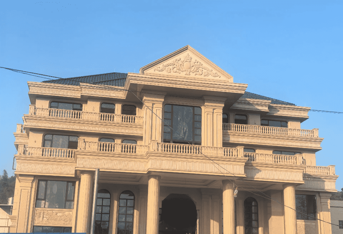 昌都黄金麻别墅外墙干挂石材效果示例