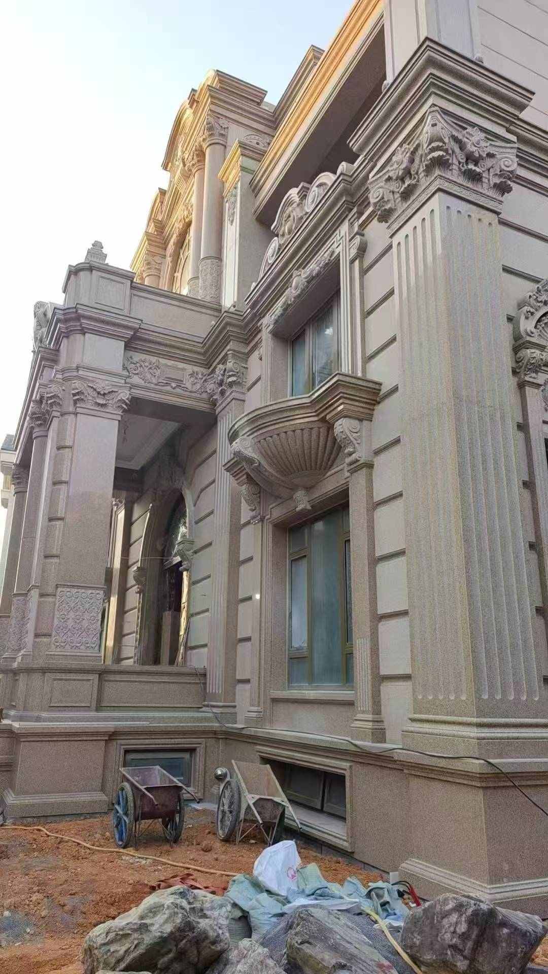 昌都 黄金麻花岗岩光面别墅外墙干挂施工完成