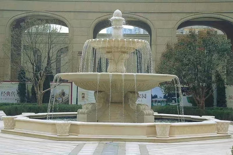 昌都 黄金麻花岗岩异型加工——户外庭院石雕流水喷泉